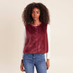 Gilet droit sans manches fausse fourrure bordeaux femme