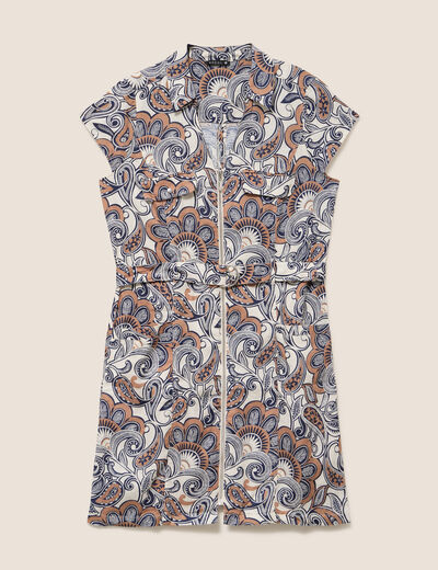 Robe droite zipp&eacute;e marron femme