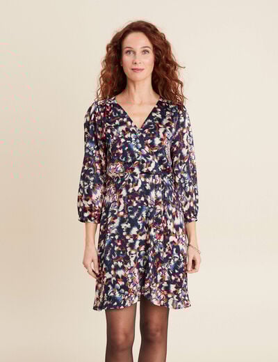 Robe portefeuille fluide noir femme
