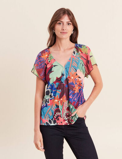 T-shirt manches courtes multicolore femme