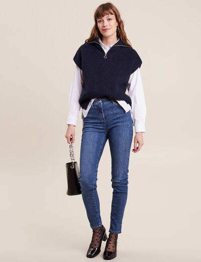 Jean magique ajusté taille standard denim double stone femme