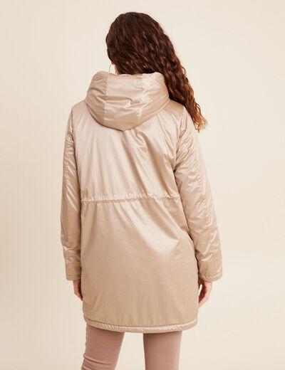 Parka d&eacute;perlante manches longues sable femme