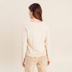 Pull ajust&eacute; col v manches longues couleur or femme