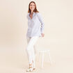 Blouse ample col chemise manches longues bleu femme