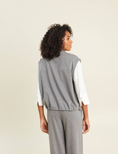 Bomber sans manches bas resserr&eacute; gris femme