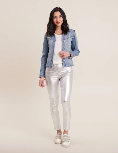 Veste boutonnée denim double stone femme