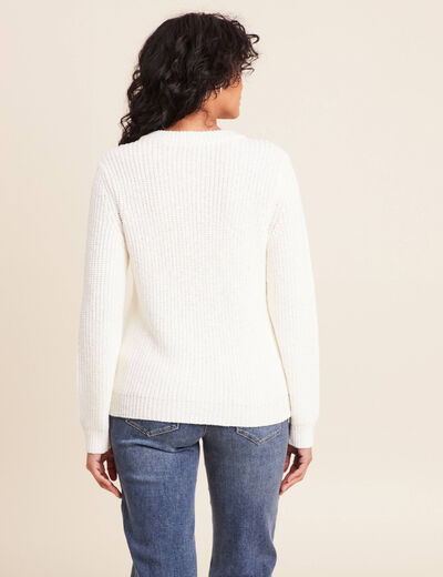 Gilet manches longues ecru femme