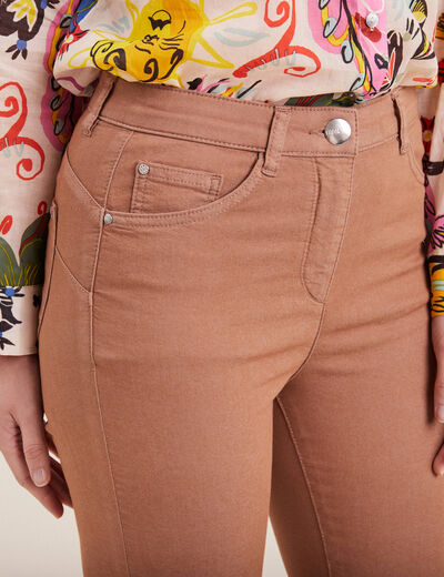Pantalon léger taille haute 7/8ème marron femme
