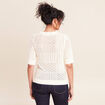Pull ajour&eacute; col rond manches courtes ecru femme