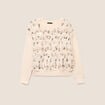 Pull col rond manches longues doubl&eacute; ecru femme