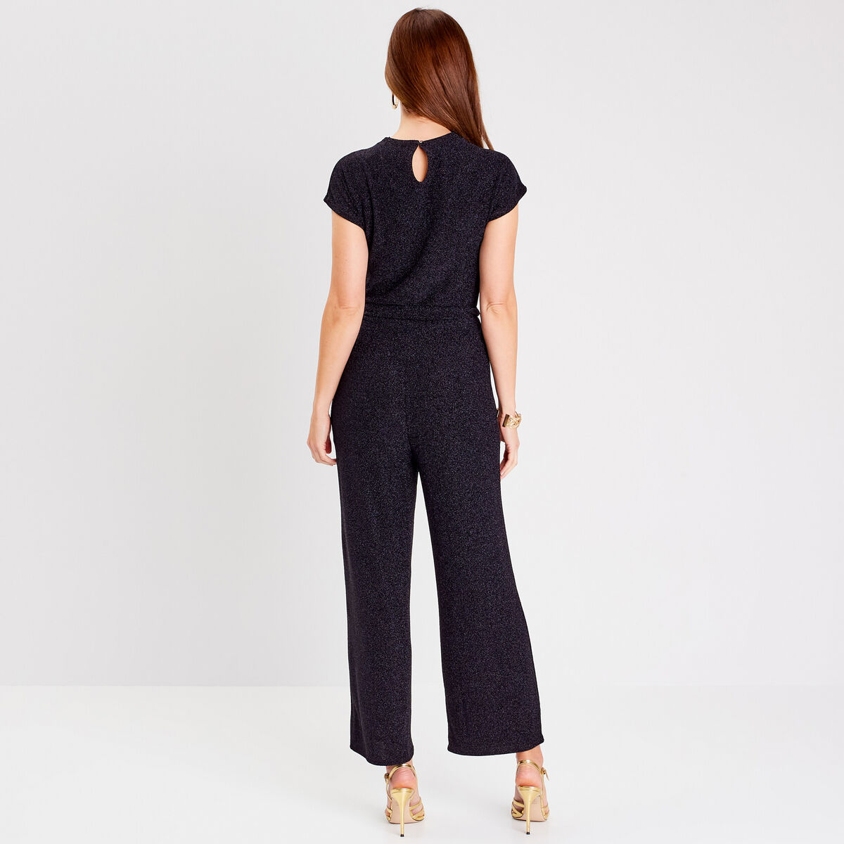Combinaison pantalon ceinturée noir femme