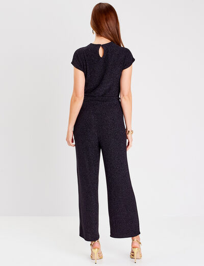 Combinaison pantalon ceinturée noir femme