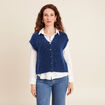Gilet droit mi-long col v bleu marine femme