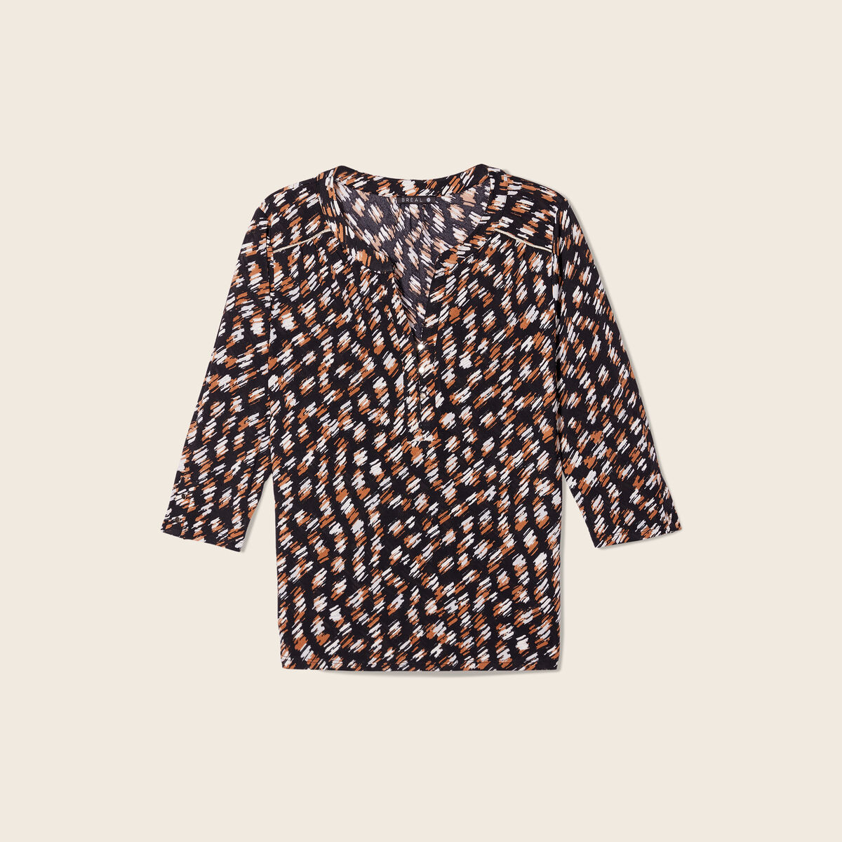 T-shirt manches 3/4 noir femme