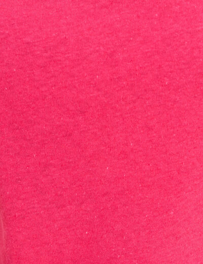T-shirt col rond macram&eacute; manches courtes rose fushia femme