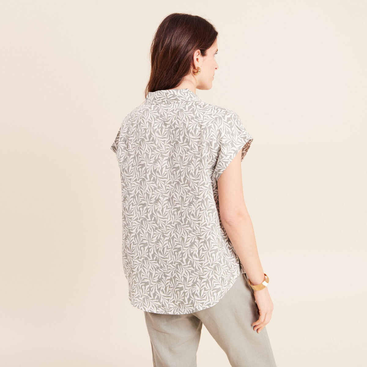 Chemise sans manches vert kaki femme