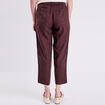Pantalon battle en lin marron fonc&eacute; femme