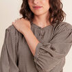 Chemise ample col rond manches longues noir femme