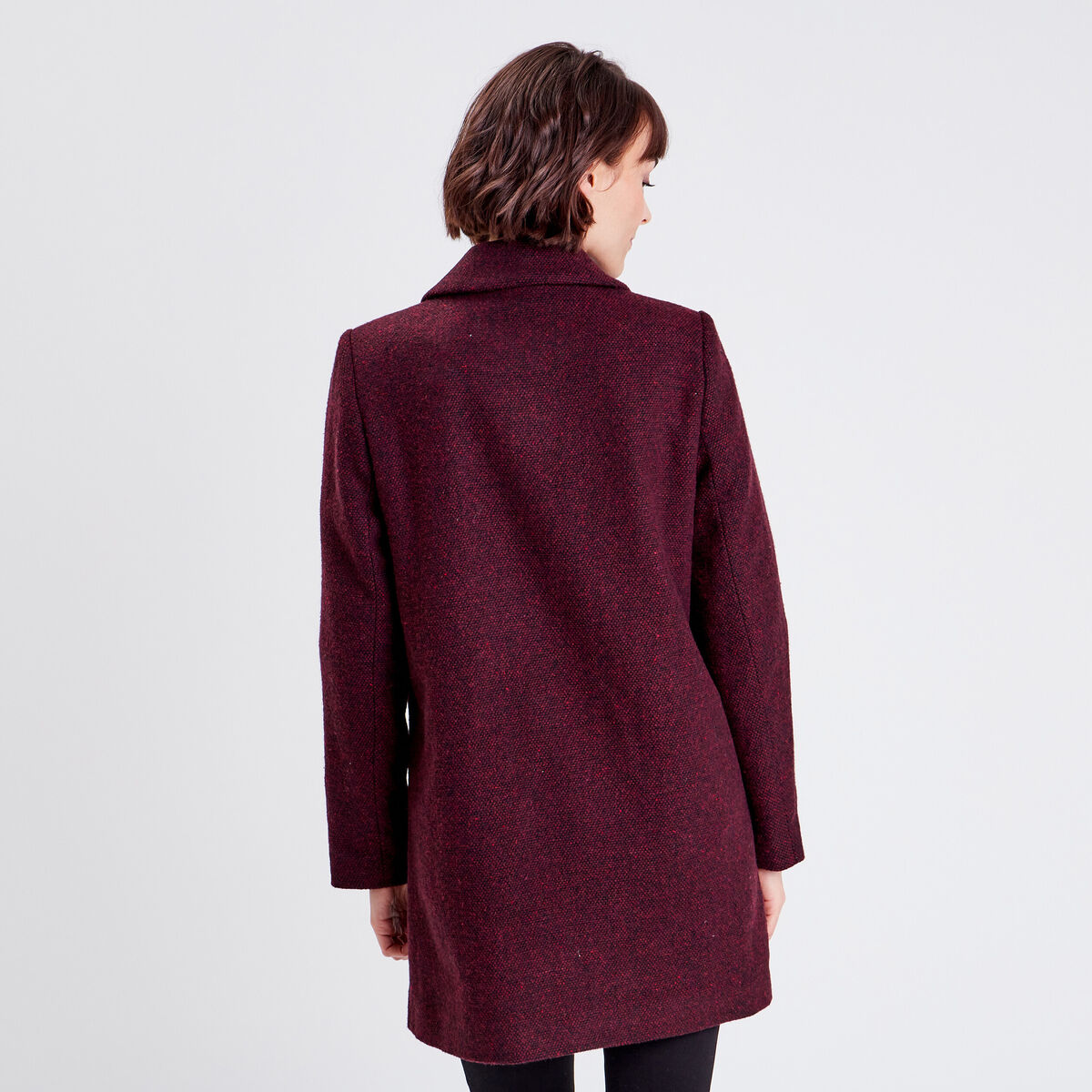 Manteau &eacute;vas&eacute; boutonn&eacute; noir femme