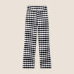 Pantalon large taille haute bleu marine femme