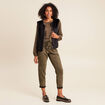 Pantalon coupe mom 7/8&egrave;me vert kaki femme