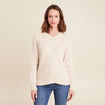 Gilet droit mi-long col rond creme femme