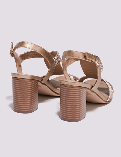 Sandales à talons bottiers rose clair femme