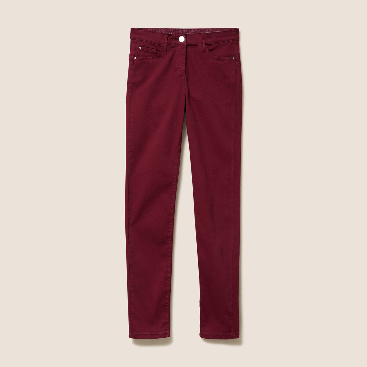 Jean magique L'Unique coupe ajust&eacute;e bordeaux femme