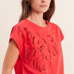 T-shirt &agrave; sequins manches courtes rouge femme
