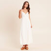 Robe longue &eacute;vas&eacute;e &agrave; fines bretelles ecru femme