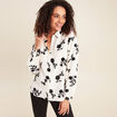 Chemise fluide brod&eacute;e manches longues blanc femme