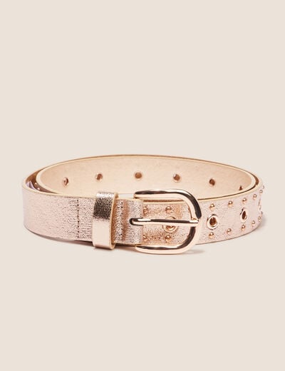 Ceinture métallisée oeillets couleur or femme