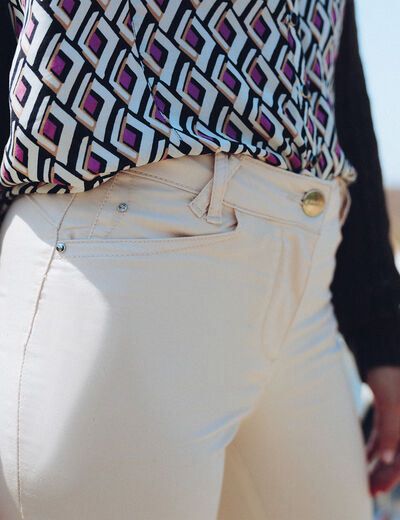 Pantalon ajusté ivoire femme