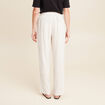 Pantalon taille haute aspect lin blanc femme