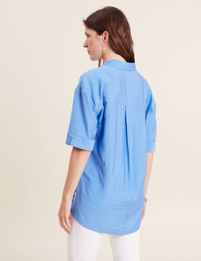 Blouse manches 3/4 bleu femme