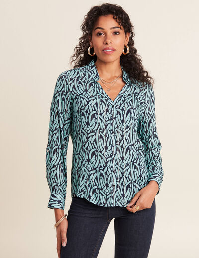 Chemise manches longues bleu ciel femme