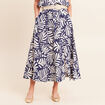 Jupe longue &eacute;vas&eacute;e fendue bleu femme