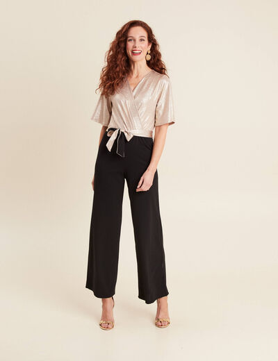 Combinaison pantalon droite couleur or femme