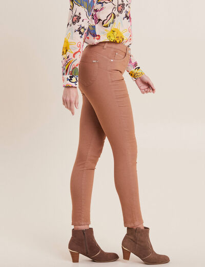 Pantalon léger taille haute 7/8ème marron femme