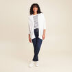 Gilet droit mi-long à pans manches 3/4 ecru femme