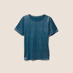 t-shirt droit court satiné col rond bleu canard femme