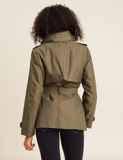 Parka droite ceinturée vert olive femme