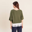 Pull bi-mati&egrave;re col bateau vert kaki femme