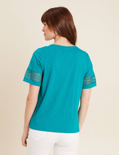 T-shirt manches courtes vert émeraude femme