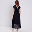 Robe longue &eacute;vas&eacute;e &agrave; volants noir femme