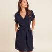 Robe fluide manches courtes bleu marine femme