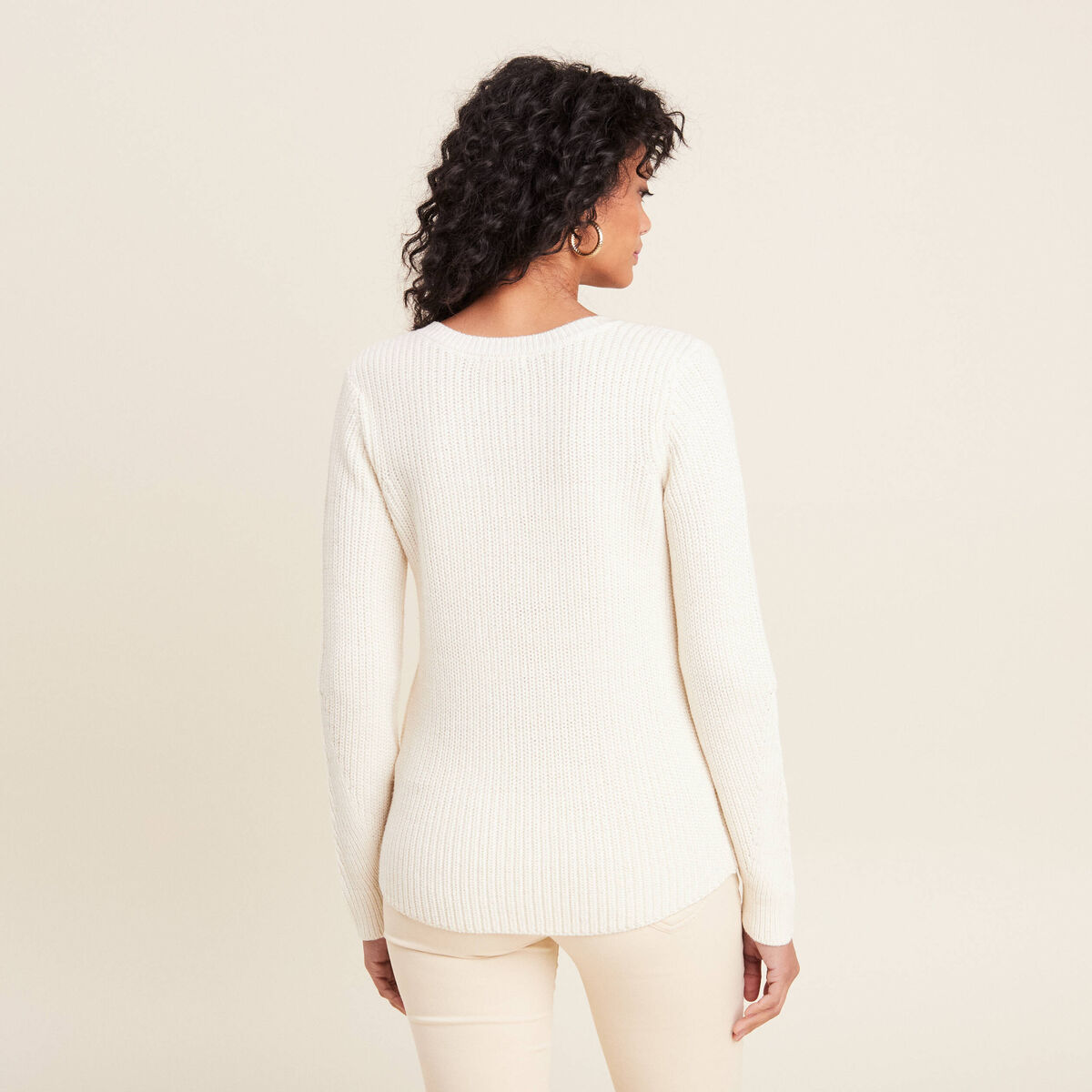 Pull manches longues ecru femme