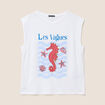 T-shirt sans manches ecru femme