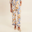 Pantalon fluide taille haute bleu femme