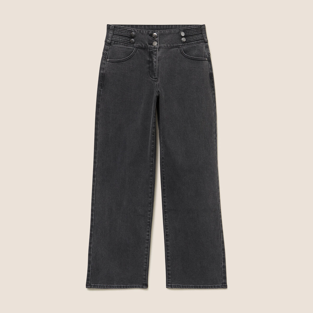 Jean large 7/8&egrave;me denim gris femme